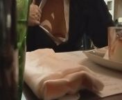 Not wearing a bra and flashing my tits at the restaurant make my neighbor really hard from big white open bra