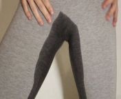 Cumming and pissing in my gray leggings from cumming and pissing with a hard on