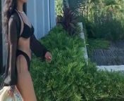 Rihanna slow motion in black bikini from black bikini outdoor