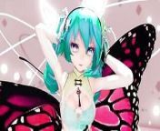 Miku Hentai Dance Undress Creampie MMD 3D Butterfly Shake It MMD 3D Emerald Hair Color Edit Smixix from japan insect