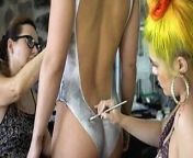 Ronda Rousey body paint behind the scenes from ronda rousey nude leaked