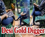 Catching Desi Gold Digger In Garden from tamil school sex videos golden