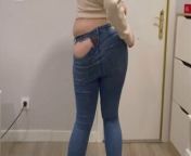 Destroying jeans and farting from ebony jean farti
