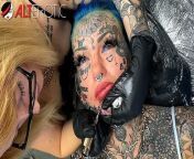 Australian bombshell Amber Luke gets a new chin tattoo from chin sex v