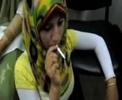 hot arab hijab girl smoke a cigarette for the first time from arab hijab hot boob