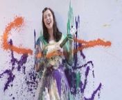 Lisa Hannigan Gets Splashed, Stained & Covered In Paint from pigtails in paint