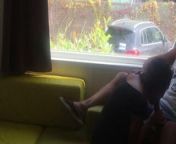 Wife giving risky blowjob in front of window in a camper van from www xxx naked camp open sex north