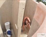 Hot brunette pisses in the shower from naked little butt