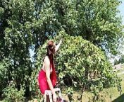 Topless Brunette Picking Cherries from the Tree from tree sex scene