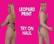 Leopard lingerie try on, nude video from sexy print girl