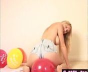 Hot Blonde Riding Balloon with natural tits and pussy naked from big pussy naked