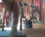 hot training of a hot woman from argentinian. leg routine from naked and funny gym