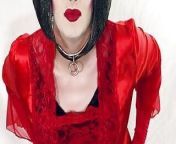 Heavy Makeup Slut in Red from indian transgender saree makeup