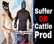 Femdom BDSM Bondage Suffer Whipping Caning Beating or Cattle Prod Electric Miss Raven Training Zero FLR Punishment from cattle pussy eat