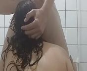 Taking a shower showing hot breasts in the shower...with exchange of oral sex...hot young girl having sex in the water from bf na