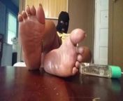 Bbw sexy oiled feet tease from oiled feet footjob