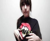 Bratty Goth girl teases by playing with tits from sexy girl teased