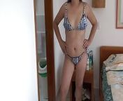 On the beach, very hot, I start touching myself with my bikini on, I need to fuck from model sana sayyad hot i