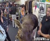 Cuties earn some money by sharing a cock in the pawnshop from earn money sharing