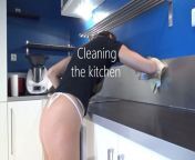 Cleaning the kitchen for Lety Howl from shower routine pussy flash