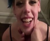 Submissive Girlfriend Blowjob from cleavage of girlfriend