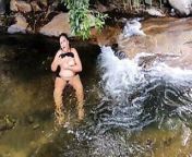 Penelope Olsen: Exhibitionism and masturbation outdoors in the public river during a walk (100% real amateur) from public river
