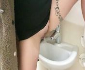 Classy pisses in the sink in the disabled public toilet from disabled women fuck