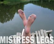 Mistress Feet In Flesh-Colored Pantyhose Teasing On The Forest Lake from cat goddess nastya fores