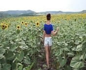 Striptease in Sunflowers from scooters and sunflowers and nudists