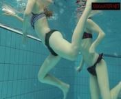 Nastya and Libuse sexy fun underwater from nastya naryzhnaya ottoman