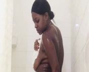 Ebony Hottie in Shower from beautiful ebony milf takes shower