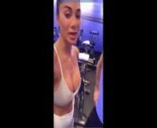 Nicole Scherzinger in gym showing big cleavage in white top from nude fuck showing big breast