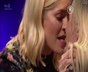 Holly Willoughby and Ferne Cotton tongueing from maria willoughby