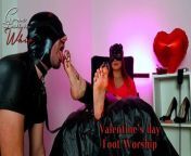 Foot Slave eats chocolate off Redhead Mistress Sexy Feet Foot Worship Valentine's Day Special from mistress sexy