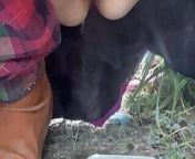 Sexy quirky fun hippy stepmom does steaming hot piss in her VERY overlooked frozen garden after walking her sidekick from sexy hippi
