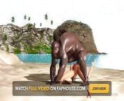 Hot sex on the beach! Big black man bangs a horny ebony on the savage island from hot sex cartoon video