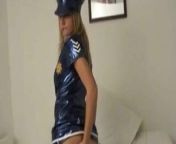 PVC police woman teasing in uniform from hoclifestylepolice woman tight uniform panty bra remove