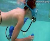 Hungarian pornstar Minnie Manga enjoys riding toy underwater from nude manga