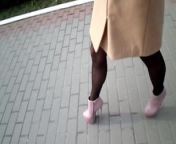 Fast walking on high heels on the paving slab from www xxx dashi pave com