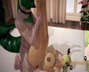 Furry Hentai 3D Yiff - Dragon Human & giraffe with big boobs hard sex from giraff