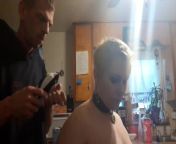 Baldbabey gets a haircut in lingerie from headshave