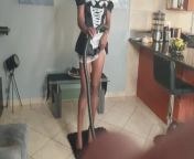 Desi slut in a French maid outfit masturbating with a vacuum cleaner from indian nick retro po