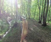 Nudist girl walks in the woods from fnkk