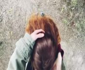 Scottish redhead swallow and gets cumshot in the forest from falkirk scotland