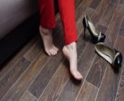 Naked feet in mistress shoes puts on nylon socks from rukma roy kiranmala naked pi
