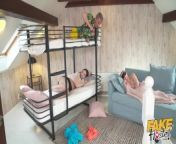 Fake Hostel - Fat cock sliding through hole in bunkbed surprises chubby chick with big soft titties from dolotiya gat