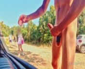 BEACH ADVENTURE: cock exposed to people and a nasty woman makes me cum from indian dick flashing