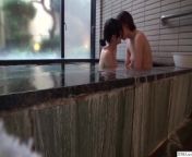 Real life Japanese lesbian friends come out to each other on a weekend onsen getaway and while bathing together naked from japanese voyeur digi tents bathing