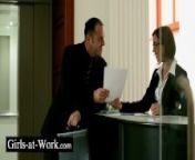 The cute receptionist is not that shy from aunty in nightydian office sex
